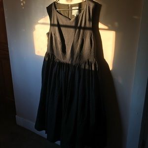 ModCloth navy blue polka dot fit n flare dress size 18